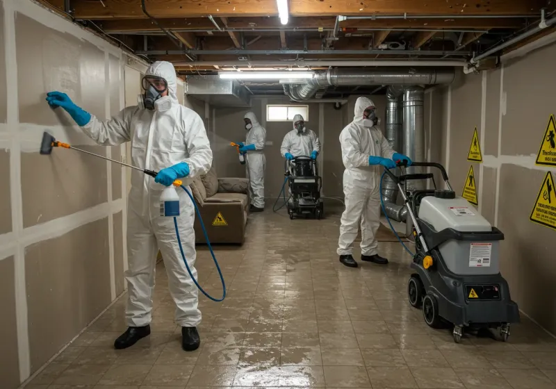 Basement Moisture Removal and Structural Drying process in Hamilton Square, NJ